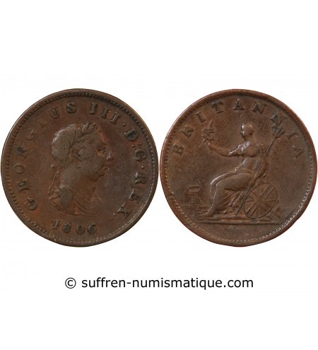 GRANDE-BRETAGNE, GEORGES III - 1/2 PENNY 1806