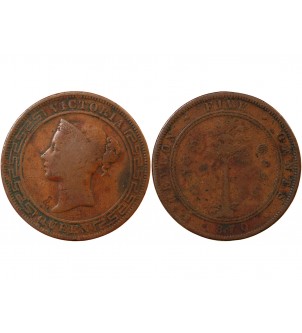 CEYLAN, VICTORIA - 5 CENTS 1870 2