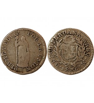 PEROU - 1/2 REAL ARGENT 1836 2