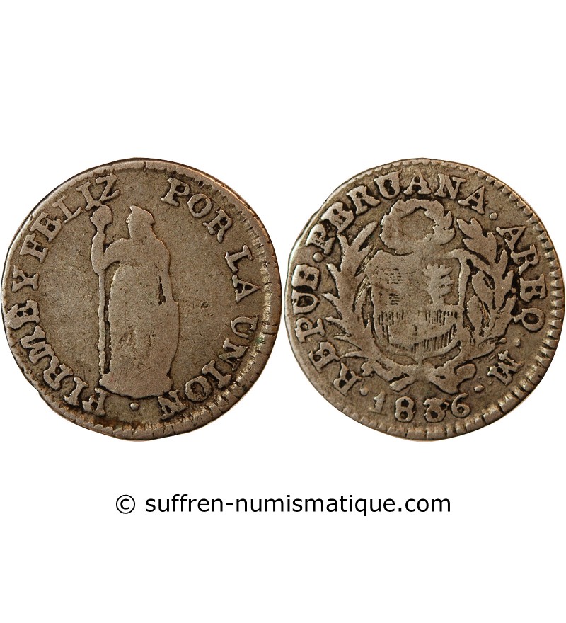 PEROU - 1/2 REAL ARGENT 1836