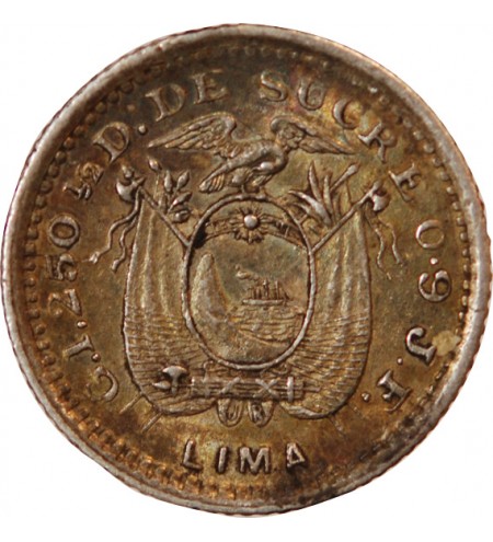 EQUATEUR - 1/2 DECIMO ARGENT 1902 LIMA