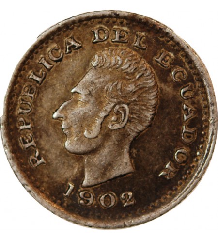 EQUATEUR - 1/2 DECIMO ARGENT 1902 LIMA
