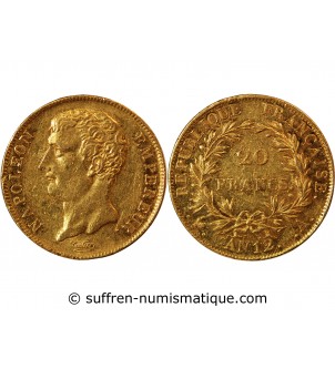BONAPARTE 1er CONSUL﻿ - 20 FRANCS OR AN 12 A PARIS﻿