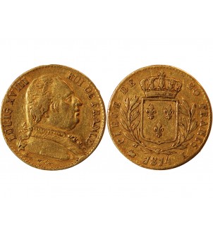 LOUIS XVIII - 20 FRANCS OR 1814 K BORDEAUX 2