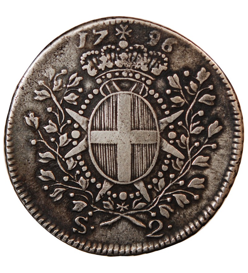 ORDRE DE MALTE, EMMANUEL DE ROHAN - 2 SCUDI ARGENT 1796