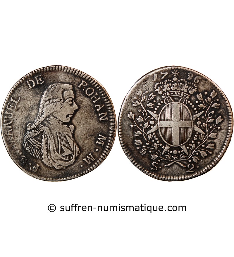 ORDRE DE MALTE, EMMANUEL DE ROHAN - 2 SCUDI ARGENT 1796