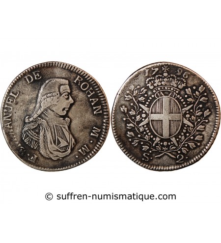 ORDRE DE MALTE, EMMANUEL DE ROHAN - 2 SCUDI ARGENT 1796