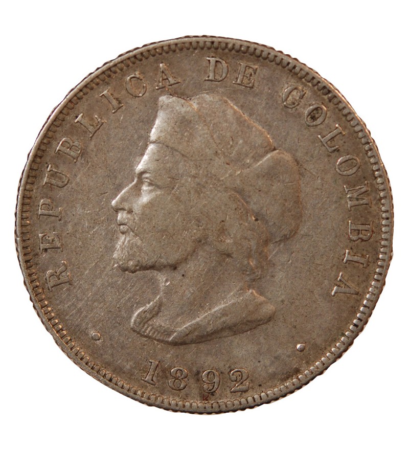 COLOMBIE - 50 CENTAVOS ARGENT 1892 - CHRISTOPHE COLOMB