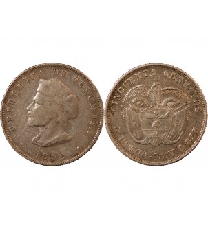 COLOMBIE - 50 CENTAVOS ARGENT 1892 - CHRISTOPHE COLOMB 2