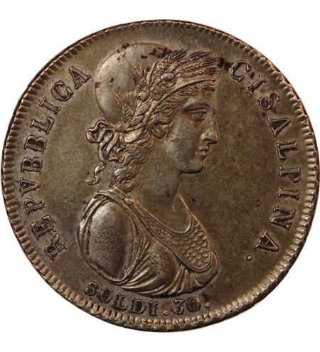 ITALIE, REPUBLIQUE CISALPINE -  30 SOLDI ARGENT AN IX (1801) MILAN