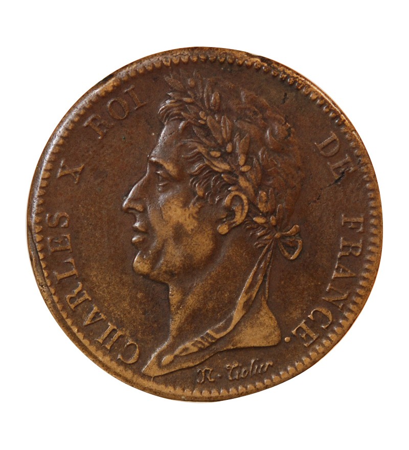 COLONIES FRANCAISES, MARTINIQUE ET GUADELOUPE, CHARLES X - 10 CENTIMES 1827 H LA ROCHELLE