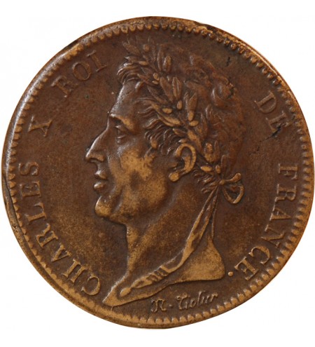 COLONIES FRANCAISES, MARTINIQUE ET GUADELOUPE, CHARLES X - 10 CENTIMES 1827 H LA ROCHELLE