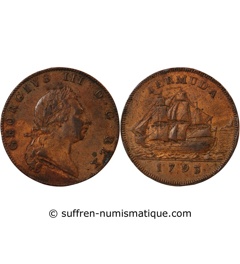 BERMUDES, GEORGES III - PENNY 1793