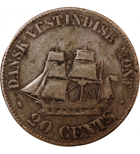 ANTILLES DANOISES, FREDERIK VII - 20 CENTS ARGENT 1862