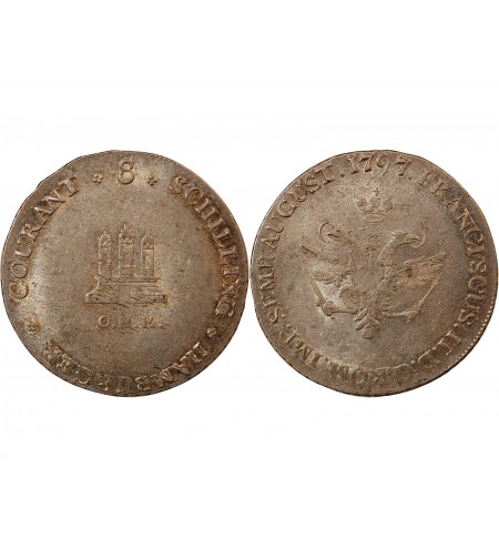 ALLEMAGNE, HAMBOURG - 8 SHILLING ARGENT 1797 OHK