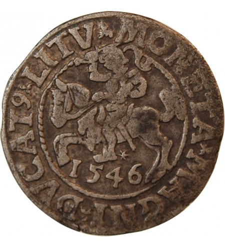 POLOGNE-LITUANIE, SIGISMOND II - 1/2 GROSCHEN ARGENT 1546