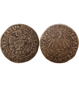 POLOGNE-LITUANIE, SIGISMOND II - 1/2 GROSCHEN ARGENT 1546 2