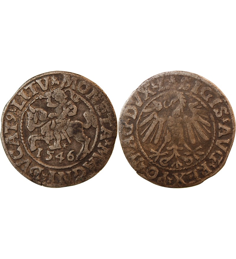 POLOGNE-LITUANIE, SIGISMOND II - 1/2 GROSCHEN ARGENT 1546