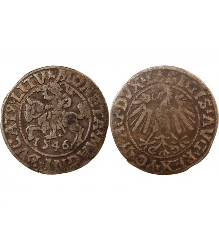 POLOGNE-LITUANIE, SIGISMOND II - 1/2 GROSCHEN ARGENT 1546