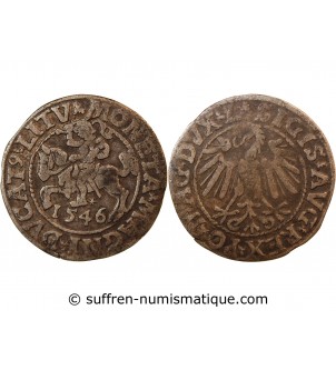 POLOGNE-LITUANIE, SIGISMOND II - 1/2 GROSCHEN ARGENT 1546