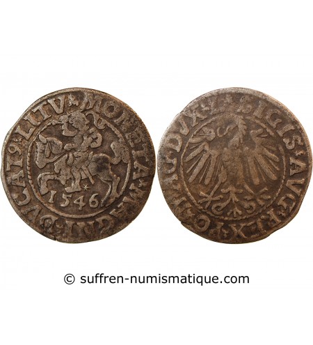 POLOGNE-LITUANIE, SIGISMOND II - 1/2 GROSCHEN ARGENT 1546