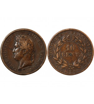 COLONIES FRANCAISES, GUADELOUPE, LOUIS-PHILIPPE- 10 CENTIMES 1839 A PARIS 2