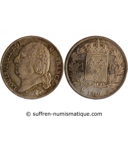 France 1 Franc Louis XVIII  1816 A Paris