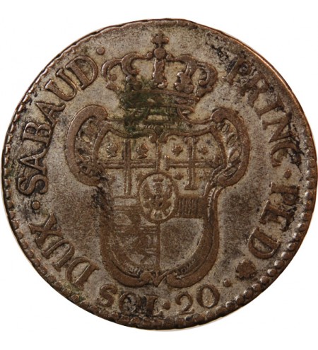 ITALIE, ROYAUME DE SARDAIGNE, VICTOR AMEDEE III - 20 SOLDI 1794 TURIN