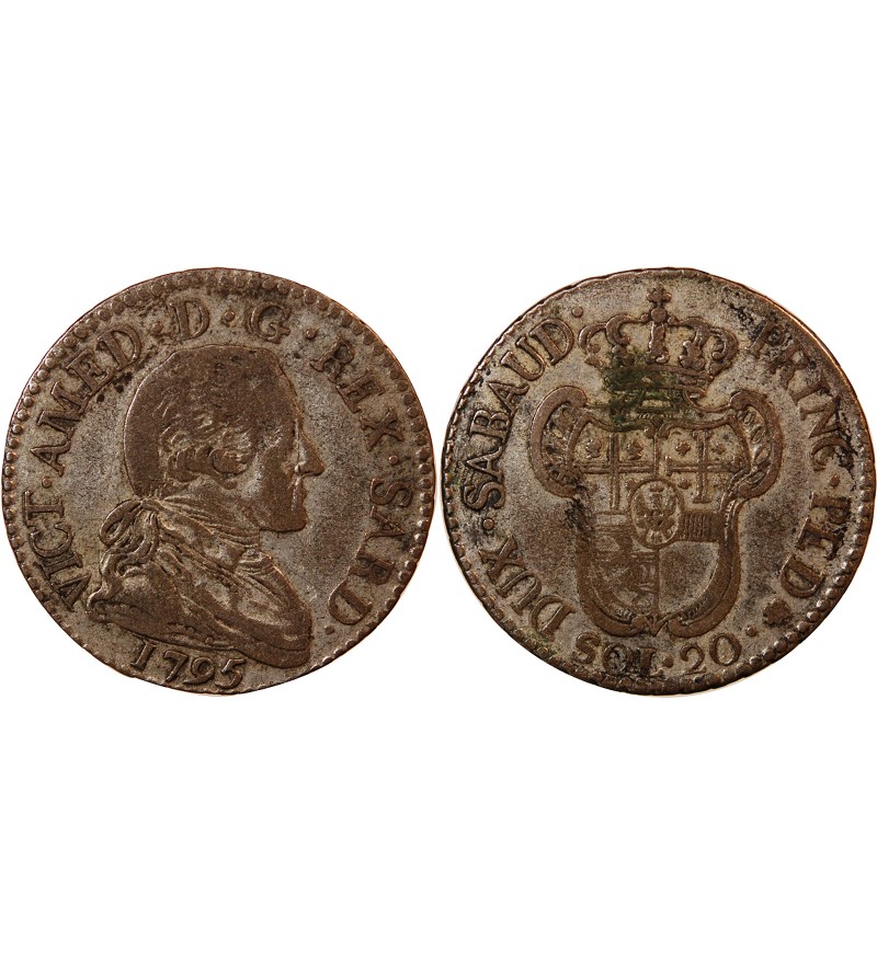 ITALIE, ROYAUME DE SARDAIGNE, VICTOR AMEDEE III - 20 SOLDI 1794 TURIN