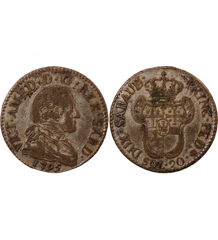 ITALIE, ROYAUME DE SARDAIGNE, VICTOR AMEDEE III - 20 SOLDI 1794 TURIN