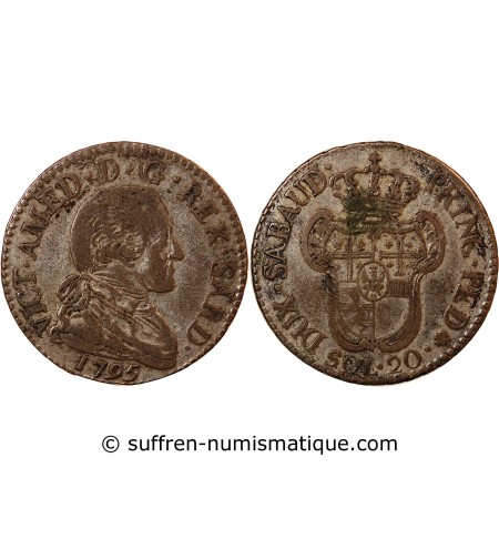 ITALIE, ROYAUME DE SARDAIGNE, VICTOR AMEDEE III - 20 SOLDI 1794 TURIN