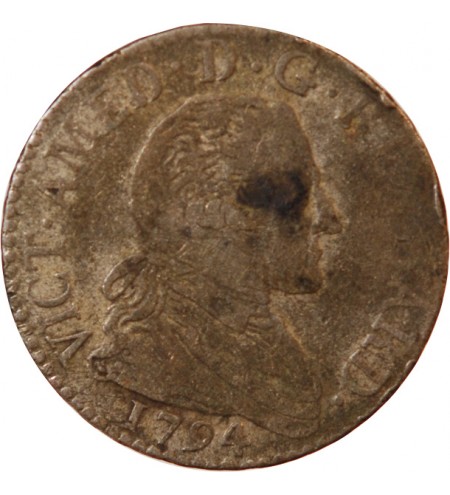 ITALIE, ROYAUME DE SARDAIGNE, VICTOR AMEDEE III - 20 SOLDI 1795 TURIN