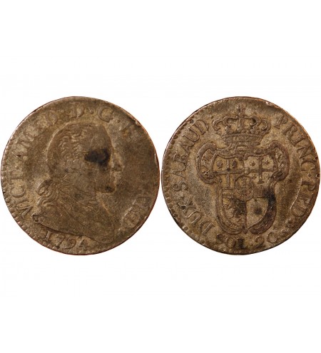 ITALIE, ROYAUME DE SARDAIGNE, VICTOR AMEDEE III - 20 SOLDI 1795 TURIN