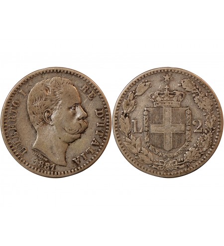 ITALIE, UMBERTO Ier - 2 LIRE ARGENT 1881 R ROME