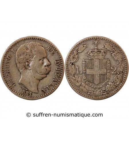 ITALIE, UMBERTO Ier - 2 LIRE ARGENT 1881 R ROME