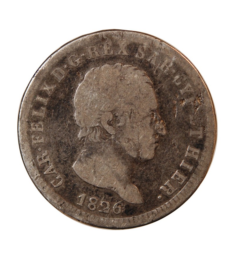 ITALIE, ROYAUME DE SARDAIGNE, CHARLES FELIX - 2 LIRE ARGENT 1826 P ANCRE GÊNES