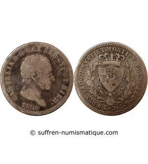 ITALIE, ROYAUME DE SARDAIGNE, CHARLES FELIX - 2 LIRE ARGENT 1826 P ANCRE GÊNES