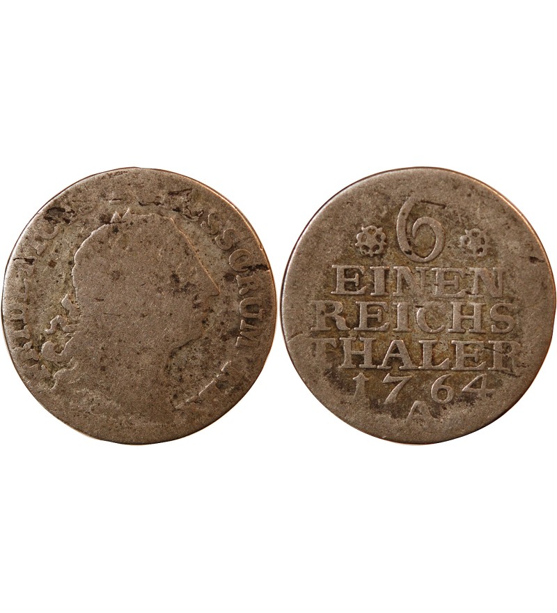 PRUSSE, FRIEDRICH II - 1/6 THALER ARGENT 1764 A BERLIN