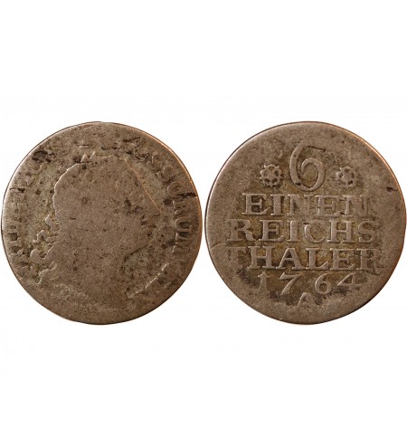 PRUSSE, FRIEDRICH II - 1/6 THALER ARGENT 1764 A BERLIN
