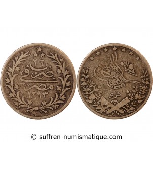 EGYPTE, ABDUL HAMID II - 5 QIRSH ARGENT 1293 W AN 22 BERLIN (1897)