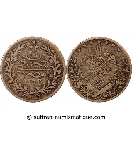 EGYPTE, ABDUL HAMID II - 5 QIRSH ARGENT 1293 W AN 22 BERLIN (1897)