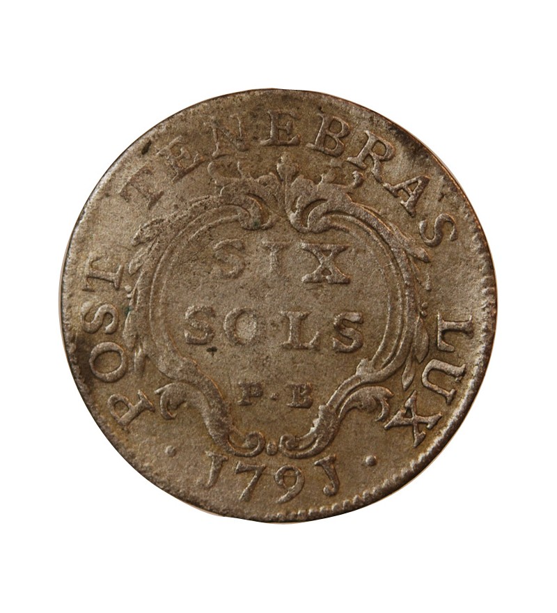 SUISSE, GENÈVE - 6 SOLS ARGENT 1791 PB