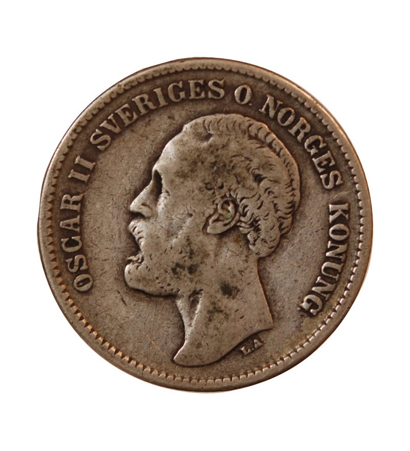 SUÈDE, OSCAR II - 2 KRONOR ARGENT 1876 - Petite date