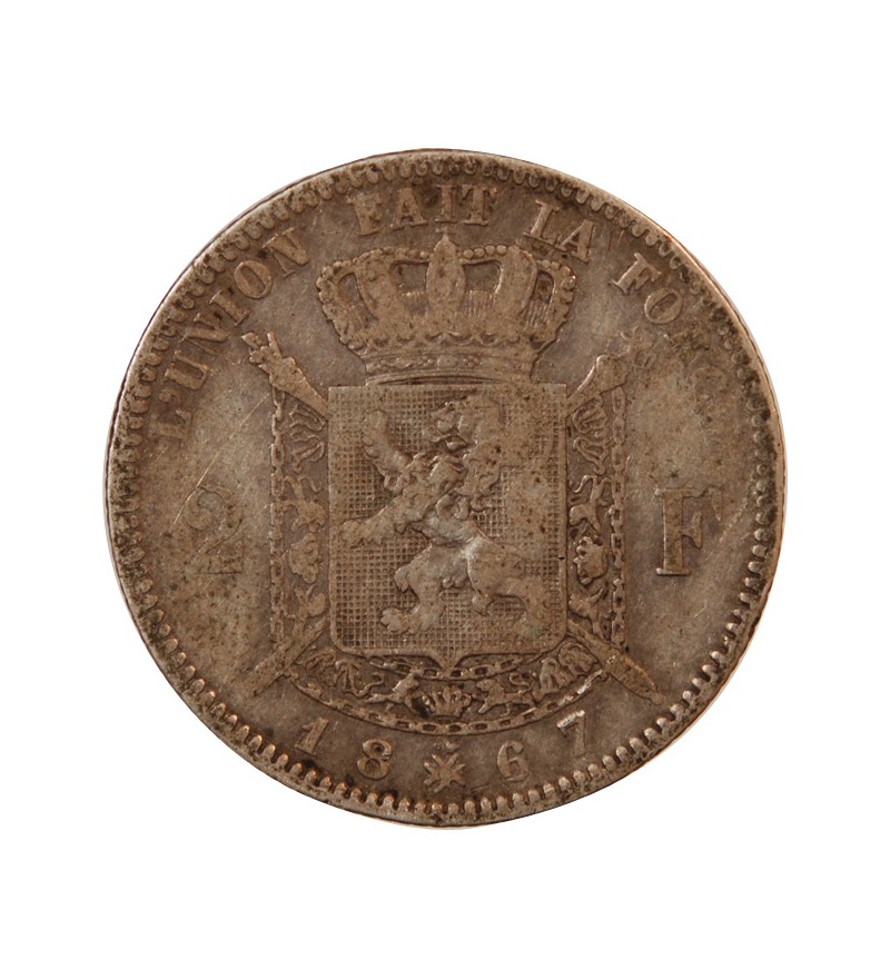 BELGIQUE, LEOPOLD II - 2 FRANCS ARGENT 1867 - Légende française
