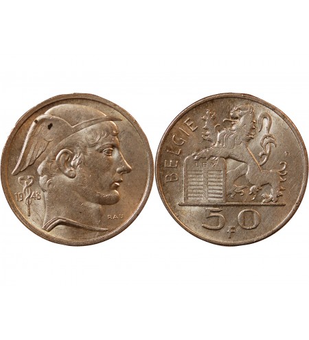 BELGIQUE, PRINCE CHARLES - 50 FRANCS ARGENT 1948 - Légende flamande