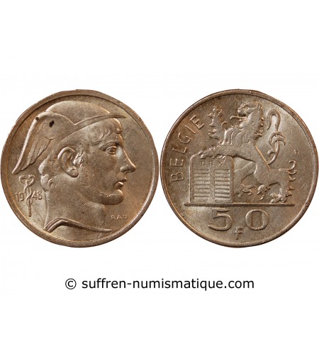 BELGIQUE, PRINCE CHARLES - 50 FRANCS ARGENT 1948 - Légende flamande