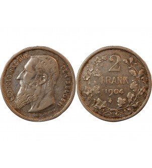 BELGIQUE, LEOPOLD II - 2 FRANCS ARGENT 1904 - Légende flamande 2