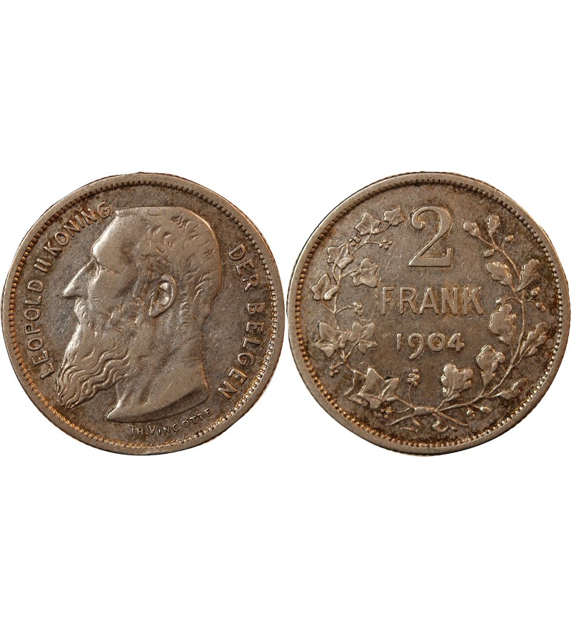 BELGIQUE, LEOPOLD II - 2 FRANCS ARGENT 1904 - Légende flamande