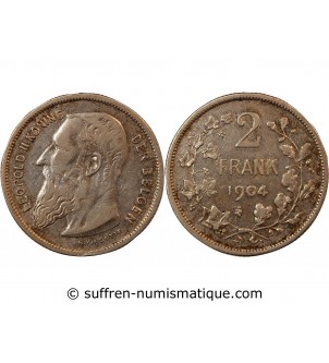 BELGIQUE, LEOPOLD II - 2 FRANCS ARGENT 1904 - Légende flamande