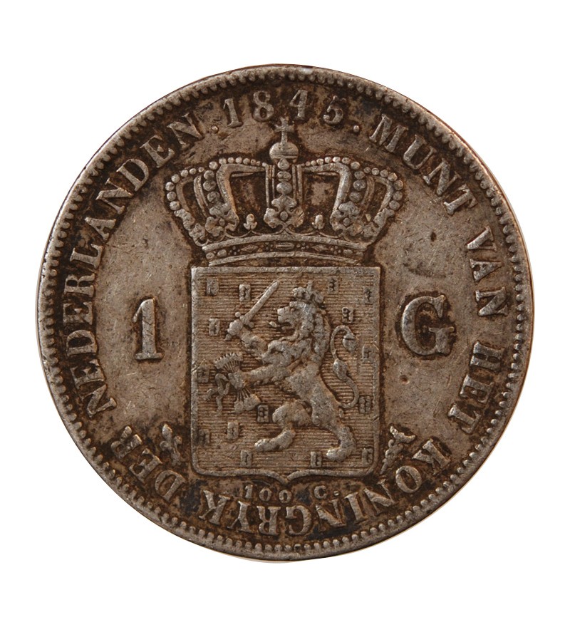 PAYS-BAS, WILLEM II - 1 GULDEN ARGENT 1845